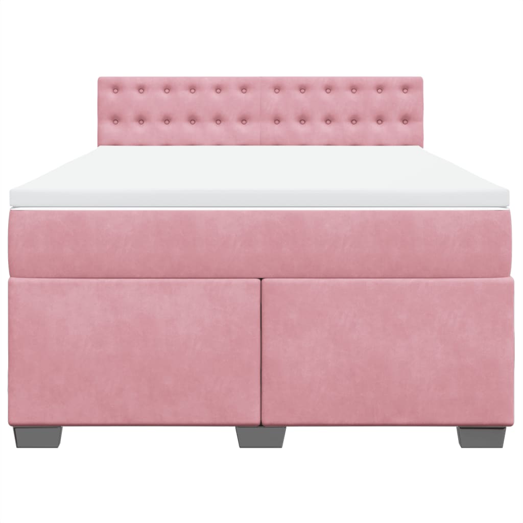 Boxspring met matras fluweel roze 140x200 cm