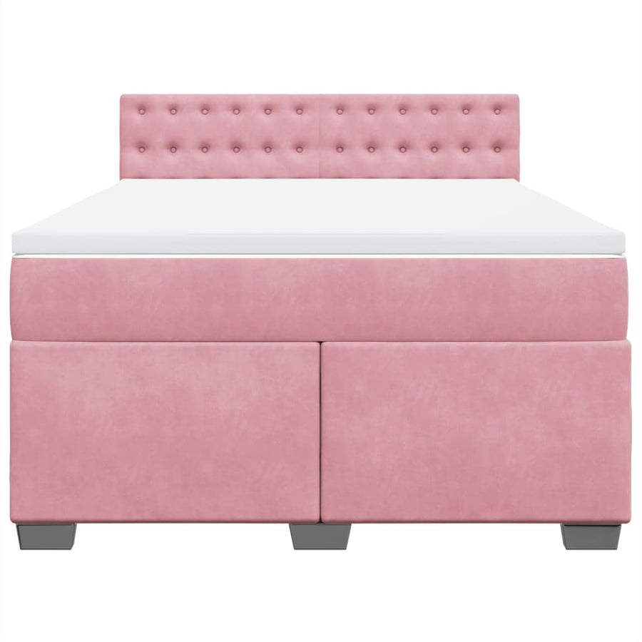 Boxspring met matras fluweel roze 140x200 cm