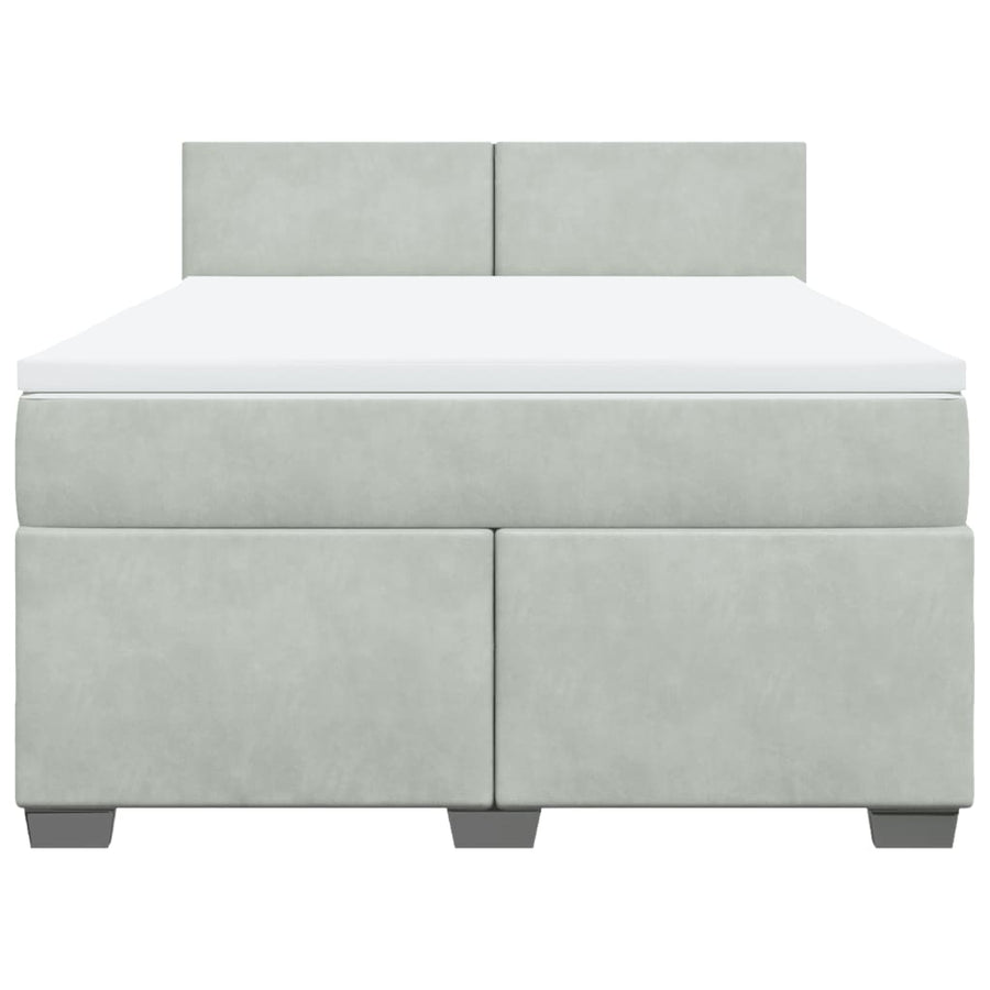 Boxspring met matras fluweel lichtgrijs 160x200 cm