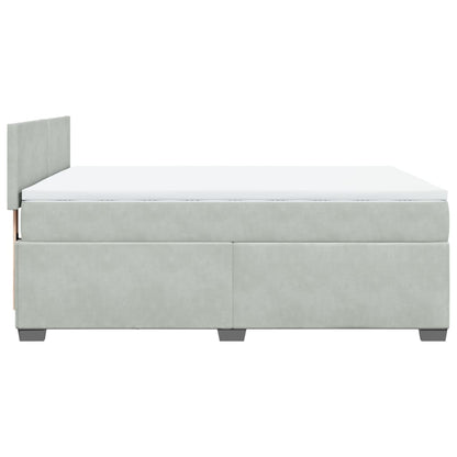 Boxspring met matras fluweel lichtgrijs 160x200 cm