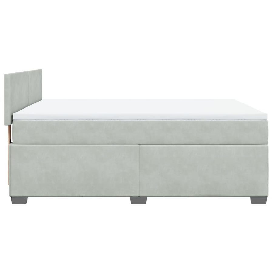 Boxspring met matras fluweel lichtgrijs 160x200 cm