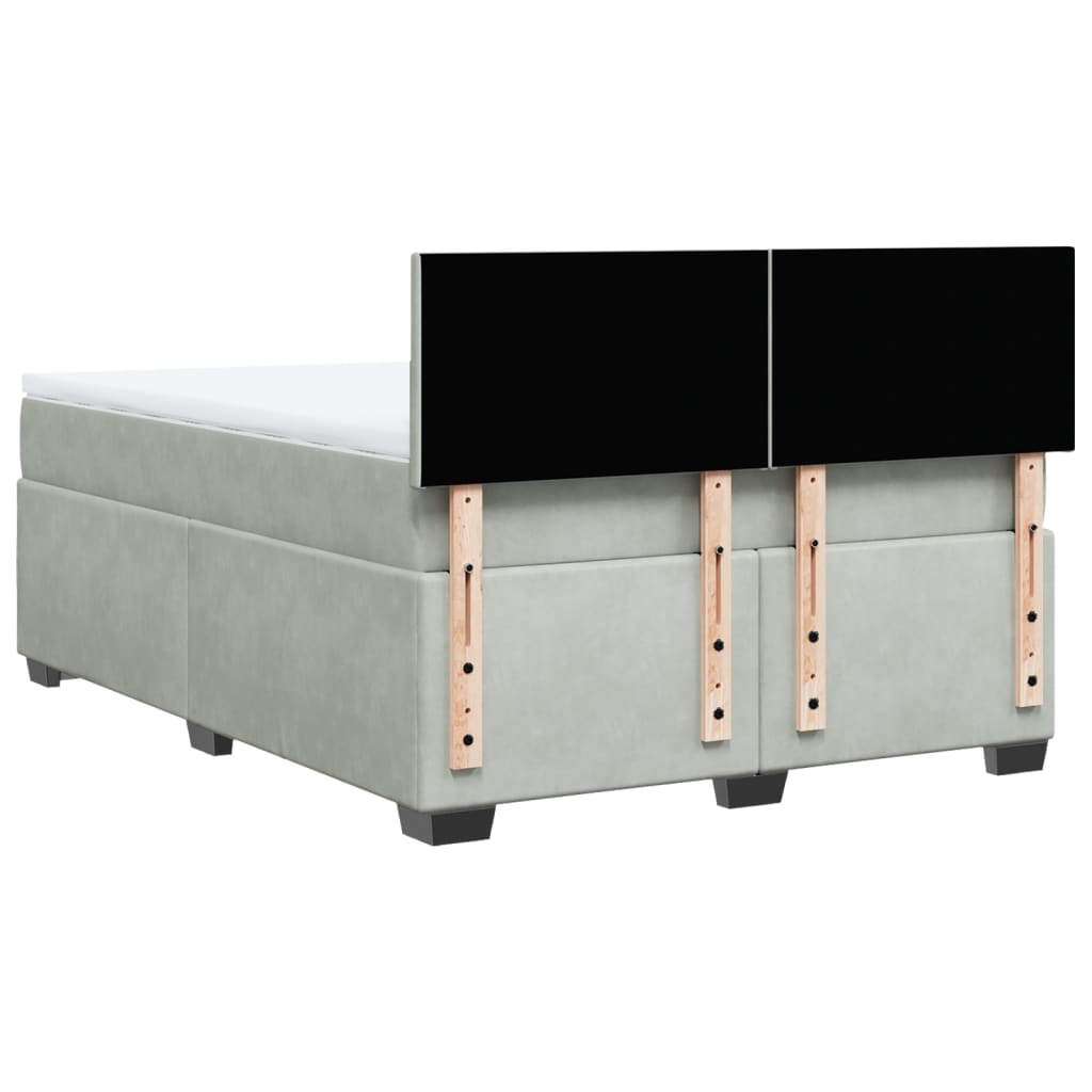 Boxspring met matras fluweel lichtgrijs 160x200 cm