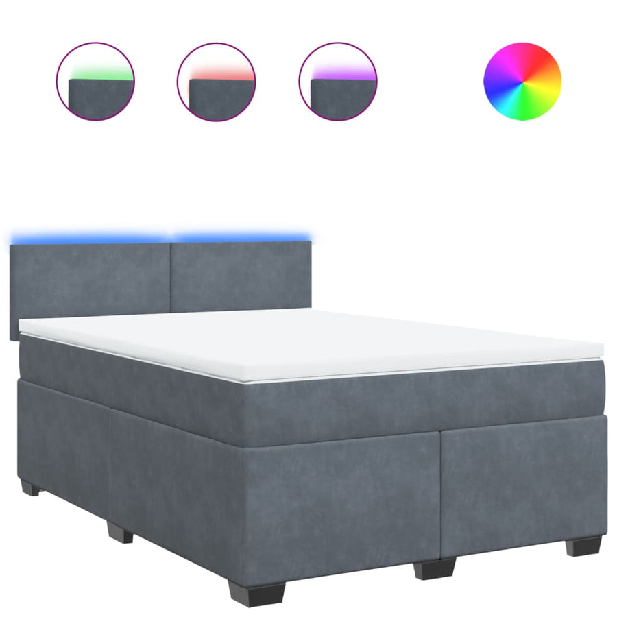 Boxspring met matras fluweel donkergrijs 160x200 cm