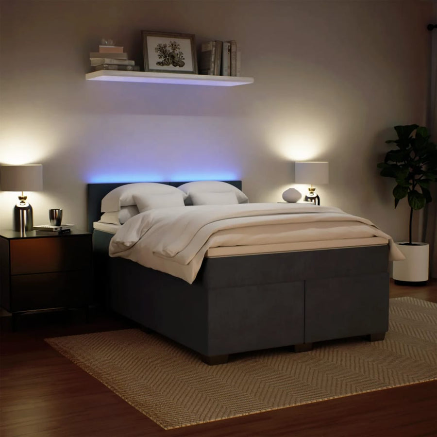 Boxspring met matras fluweel donkergrijs 160x200 cm