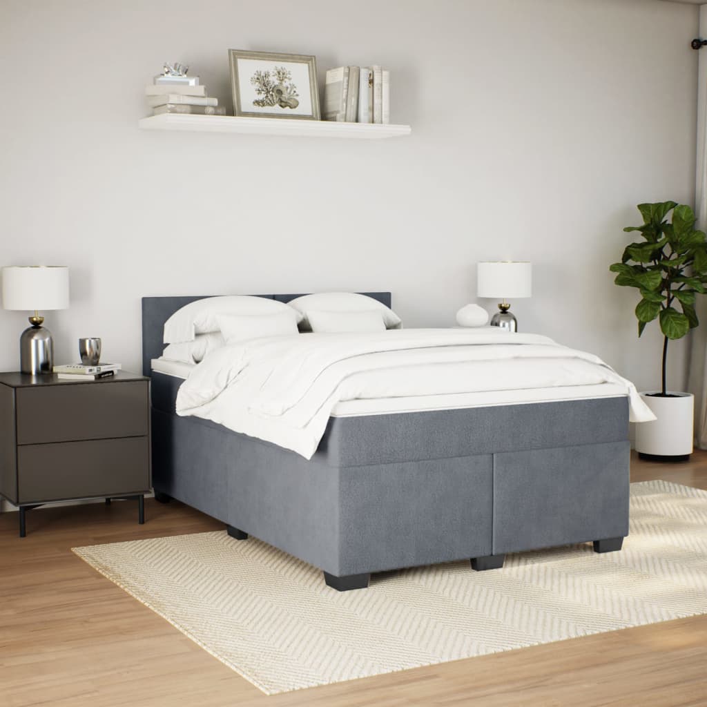 Boxspring met matras fluweel donkergrijs 160x200 cm