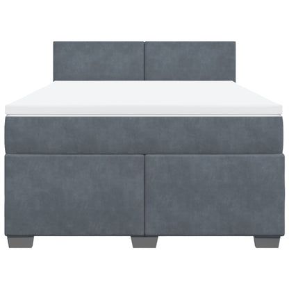 Boxspring met matras fluweel donkergrijs 160x200 cm