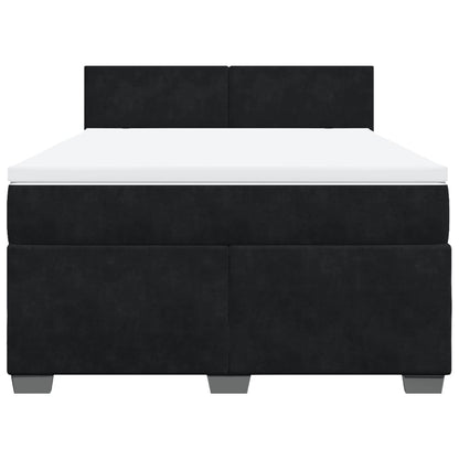 Boxspring met matras fluweel zwart 160x200 cm