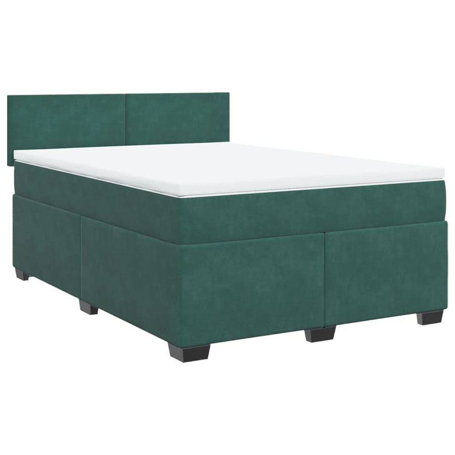 Boxspring met matras fluweel donkergroen 160x200 cm