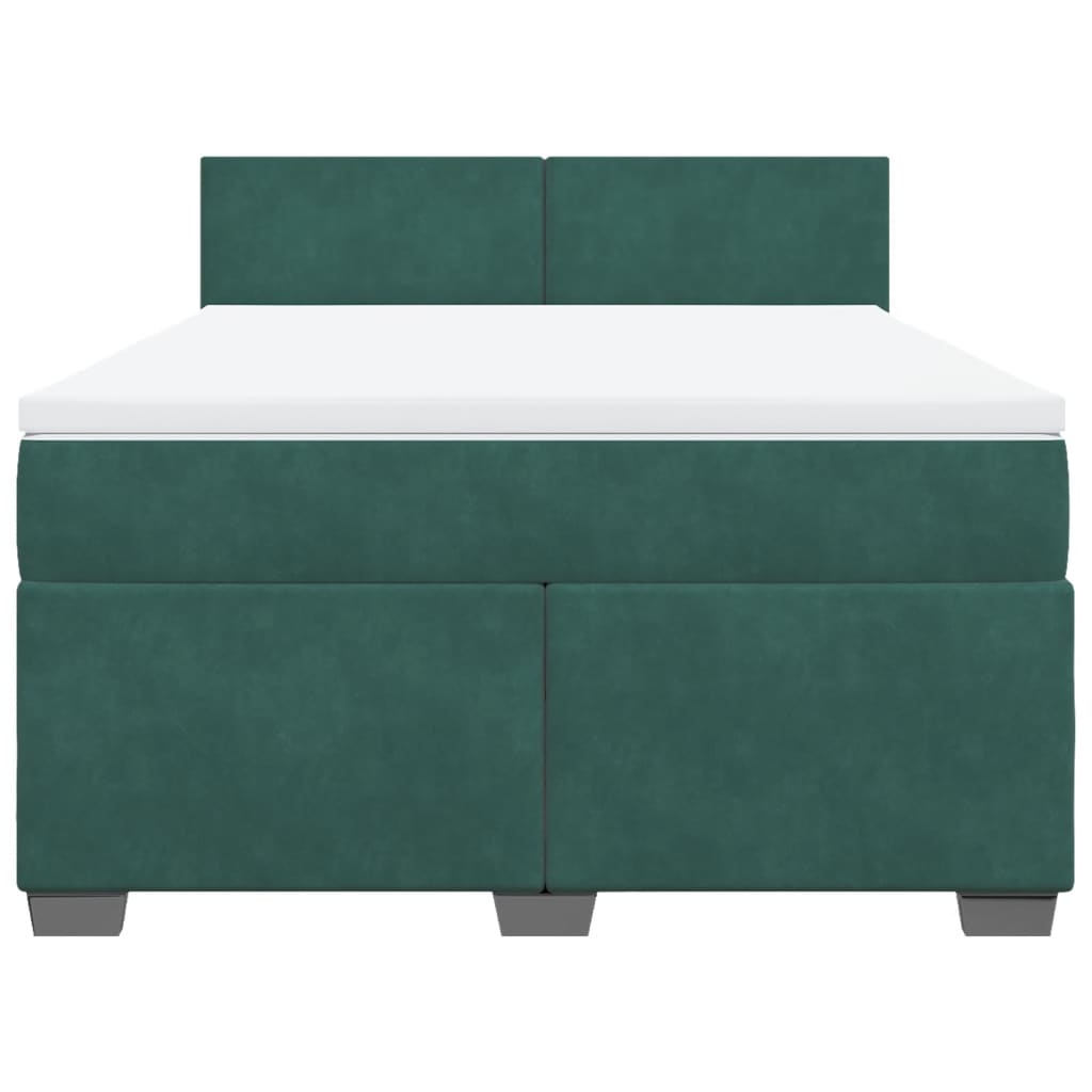 Boxspring met matras fluweel donkergroen 160x200 cm