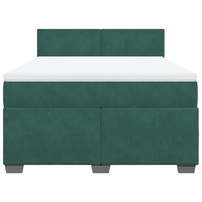 Boxspring met matras fluweel donkergroen 160x200 cm