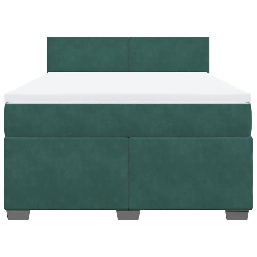 Boxspring met matras fluweel donkergroen 160x200 cm
