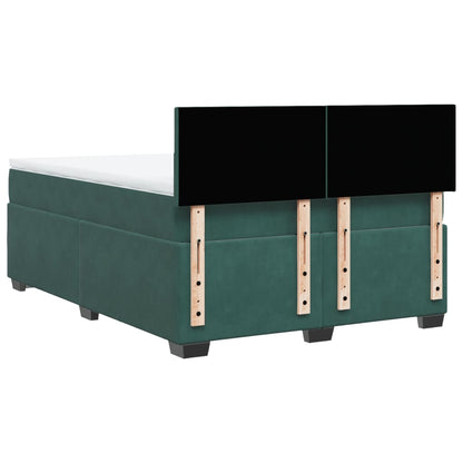 Boxspring met matras fluweel donkergroen 160x200 cm