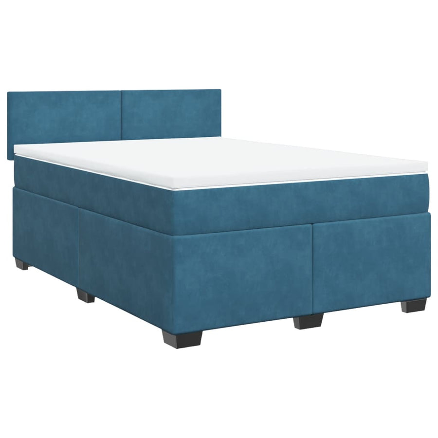 Boxspring met matras fluweel blauw 160x200 cm