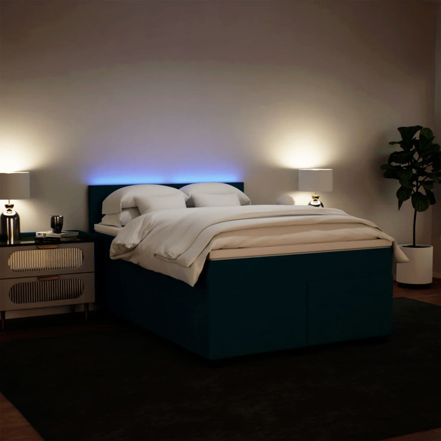 Boxspring met matras fluweel blauw 160x200 cm