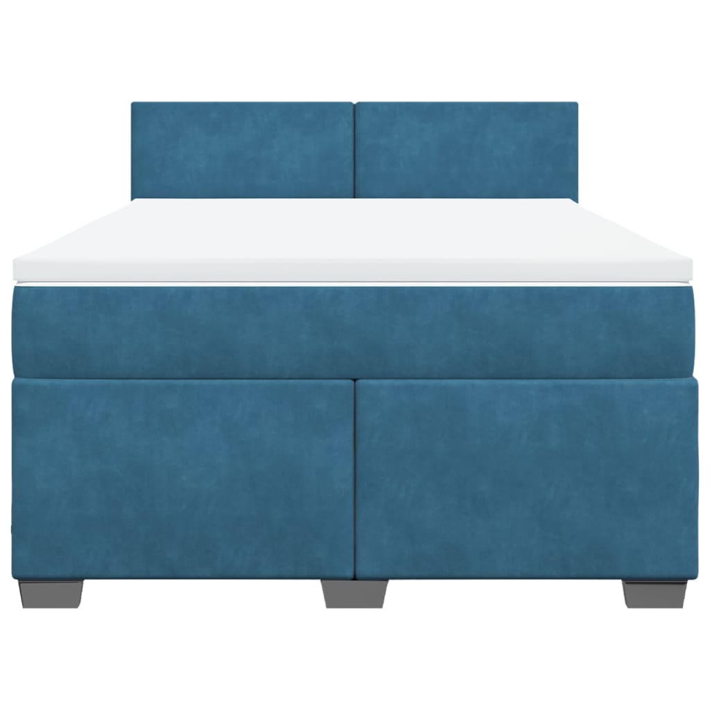 Boxspring met matras fluweel blauw 160x200 cm