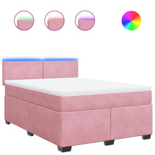 Boxspring met matras fluweel roze 160x200 cm