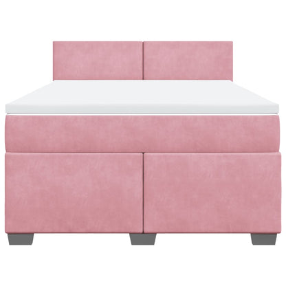 Boxspring met matras fluweel roze 160x200 cm