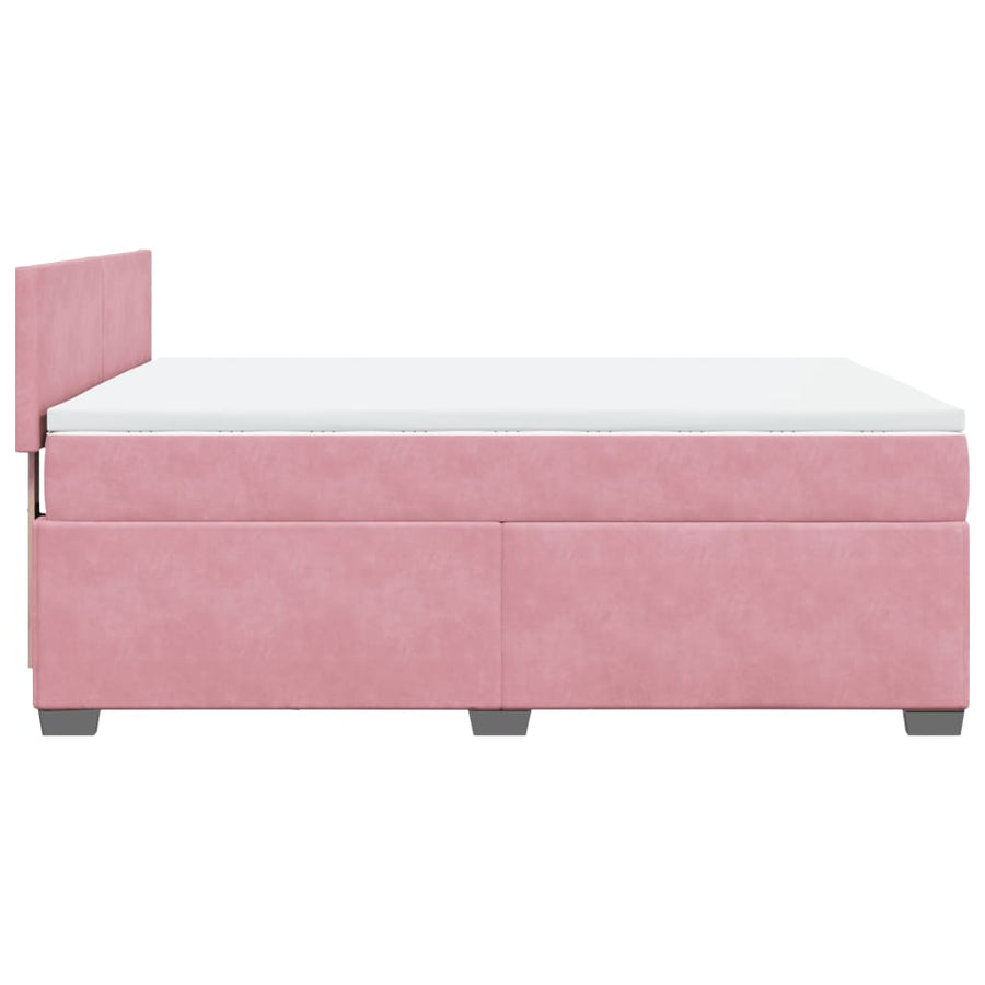 Boxspring met matras fluweel roze 160x200 cm