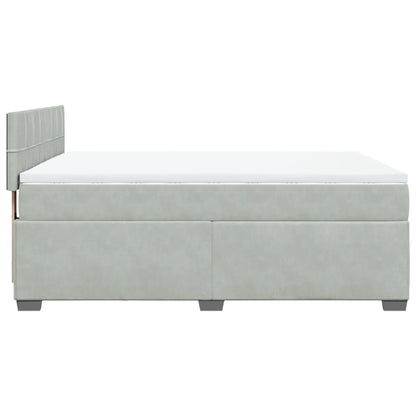 Boxspring met matras fluweel lichtgrijs 160x200 cm