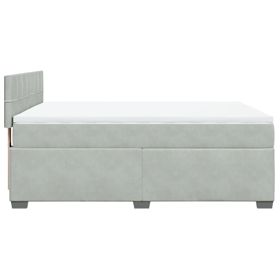 Boxspring met matras fluweel lichtgrijs 160x200 cm