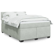 Box spring with velvet light gray mattress 160x200 cm