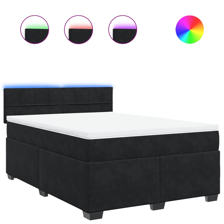 Boxspring met matras fluweel zwart 160x200 cm