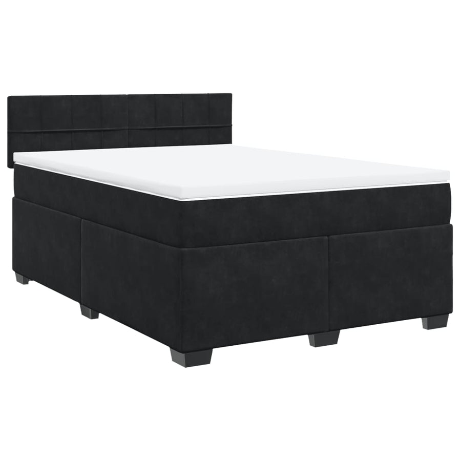 Boxspring met matras fluweel zwart 160x200 cm