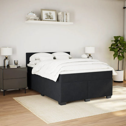 Boxspring met matras fluweel zwart 160x200 cm
