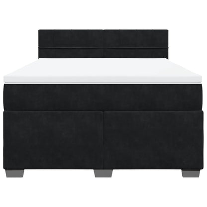 Boxspring met matras fluweel zwart 160x200 cm