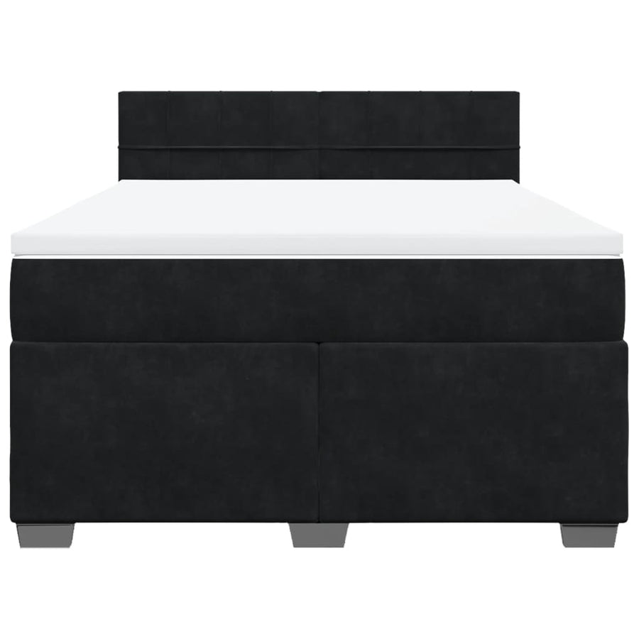 Boxspring met matras fluweel zwart 160x200 cm