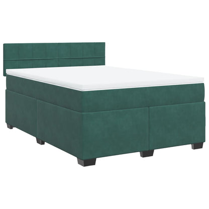 Boxspring met matras fluweel donkergroen 160x200 cm