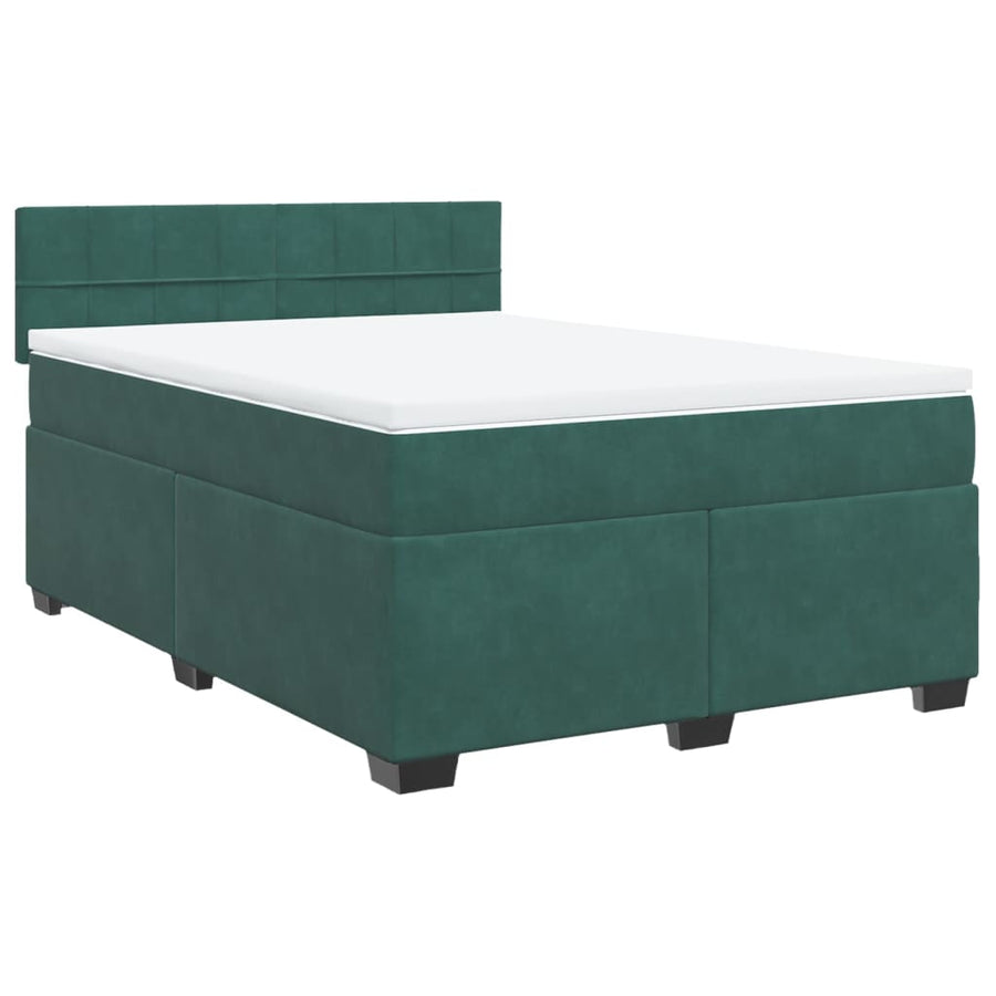Boxspring met matras fluweel donkergroen 160x200 cm