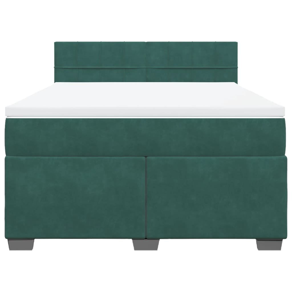 Boxspring met matras fluweel donkergroen 160x200 cm