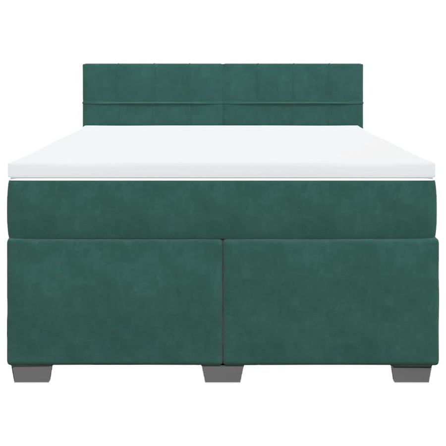 Boxspring met matras fluweel donkergroen 160x200 cm