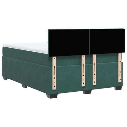 Boxspring met matras fluweel donkergroen 160x200 cm