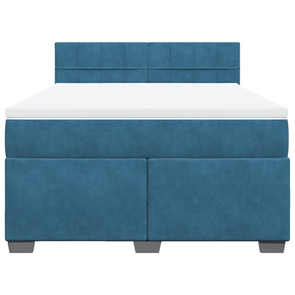 Boxspring met matras fluweel blauw 160x200 cm