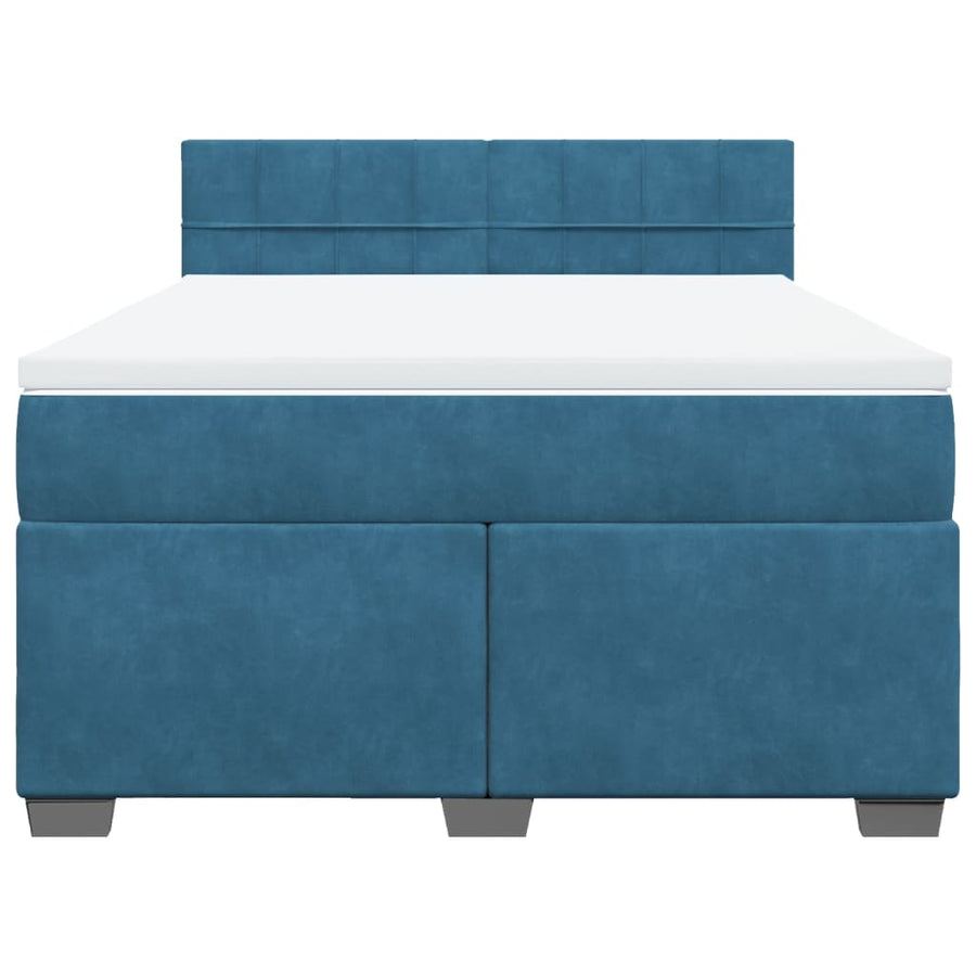 Boxspring met matras fluweel blauw 160x200 cm