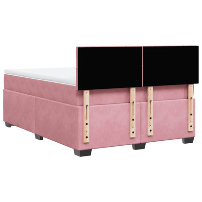 Boxspring met matras fluweel roze 160x200 cm