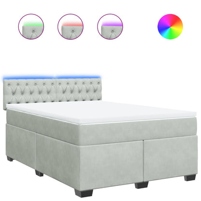 Boxspring met matras fluweel lichtgrijs 160x200 cm