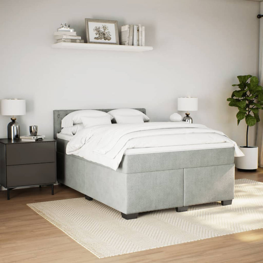 Boxspring met matras fluweel lichtgrijs 160x200 cm