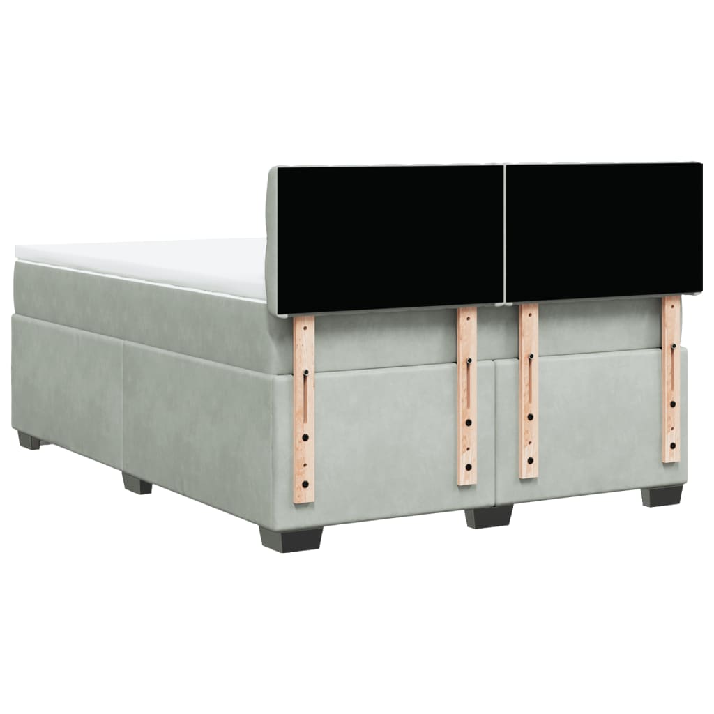 Boxspring met matras fluweel lichtgrijs 160x200 cm
