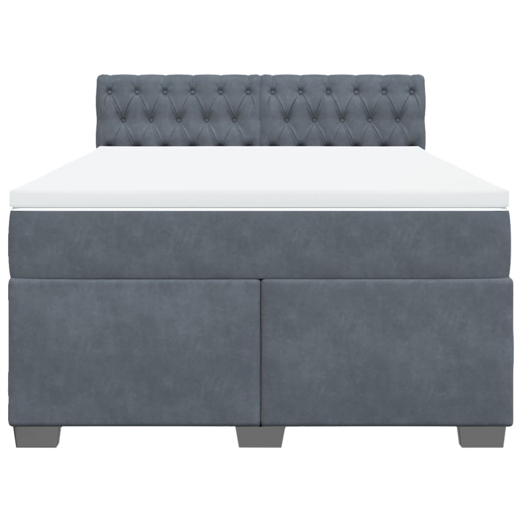 Boxspring met matras fluweel donkergrijs 160x200 cm