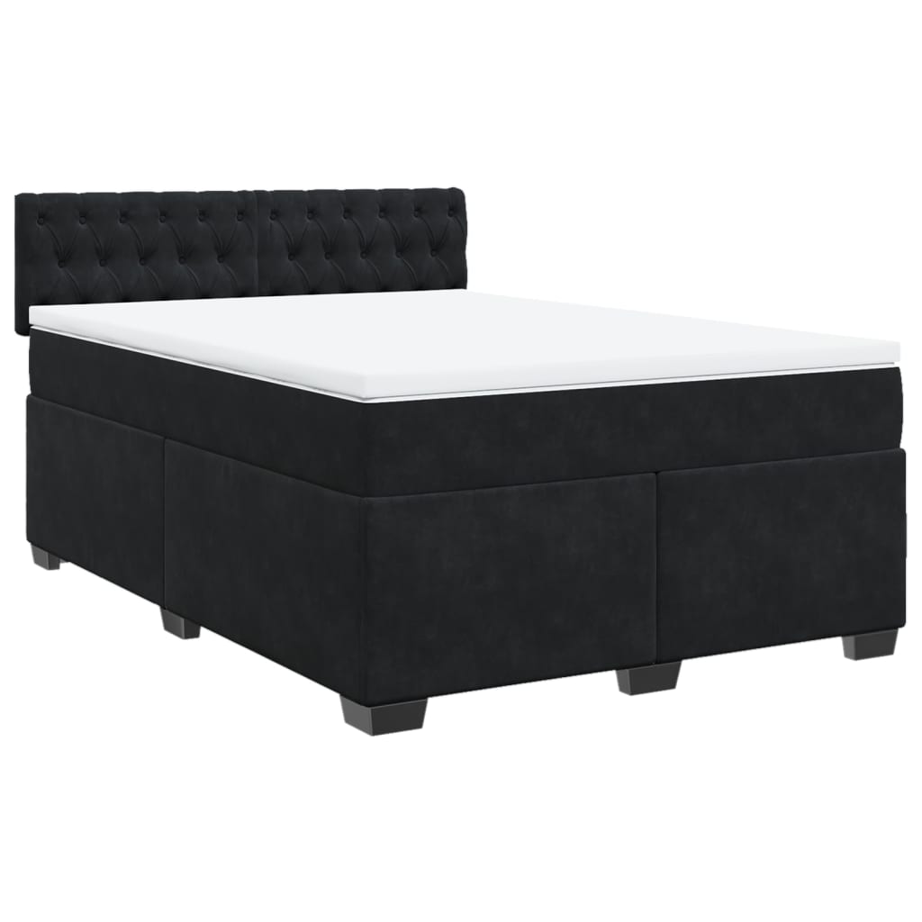 Boxspring met matras fluweel zwart 160x200 cm
