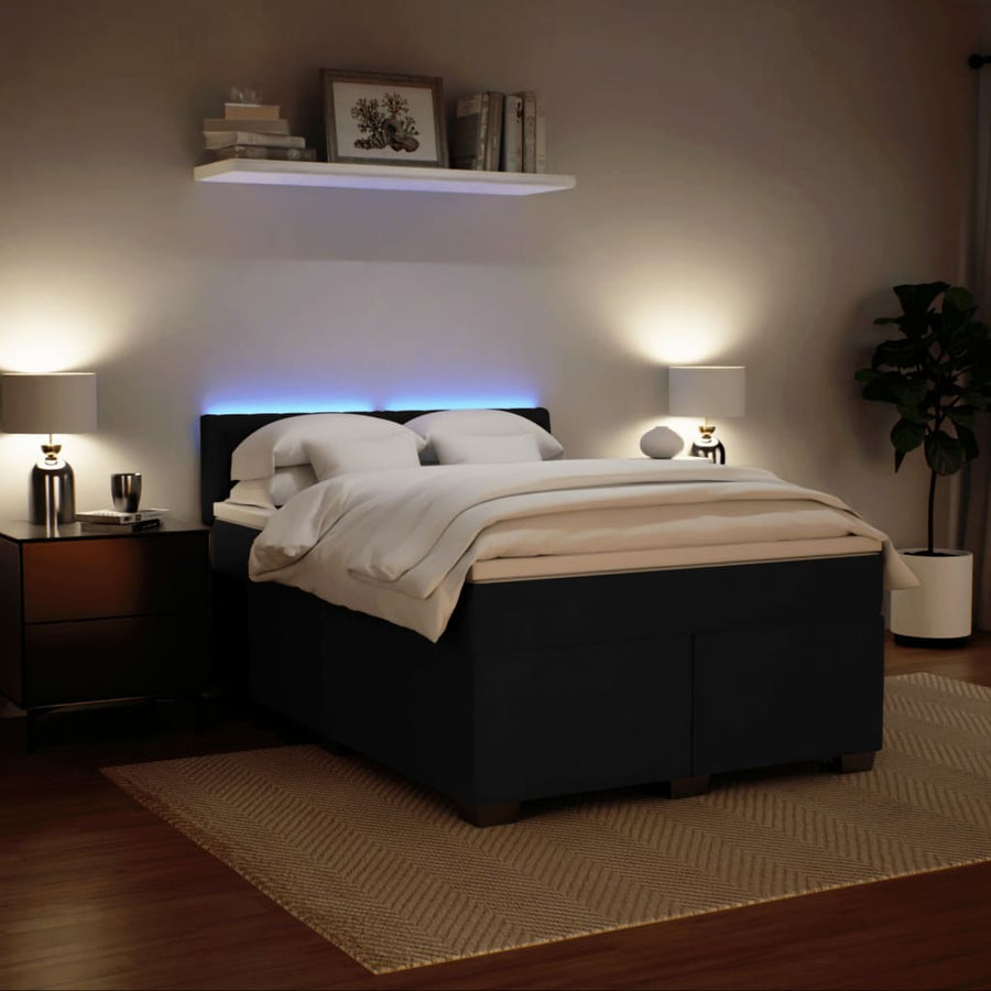 Boxspring met matras fluweel zwart 160x200 cm