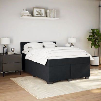 Boxspring met matras fluweel zwart 160x200 cm