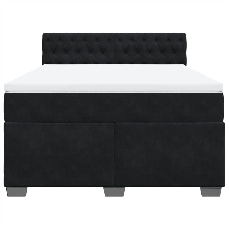 Boxspring met matras fluweel zwart 160x200 cm