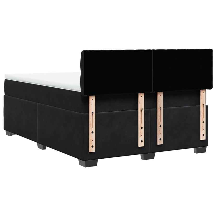 Boxspring met matras fluweel zwart 160x200 cm