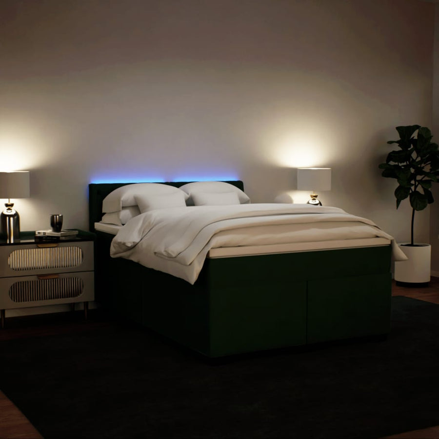 Boxspring met matras fluweel donkergroen 160x200 cm
