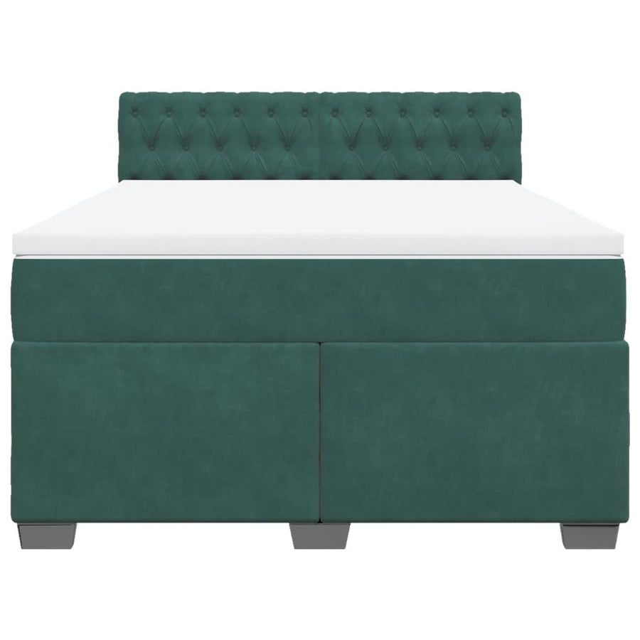 Boxspring met matras fluweel donkergroen 160x200 cm