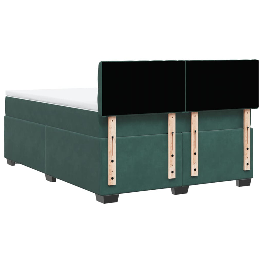 Boxspring met matras fluweel donkergroen 160x200 cm